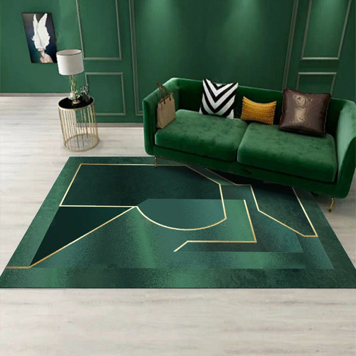 Lisslune | Luxury Living Room Rug Multicolor Geometric Pattern Rug Polyester Non-Slip Machine Washable Rug
