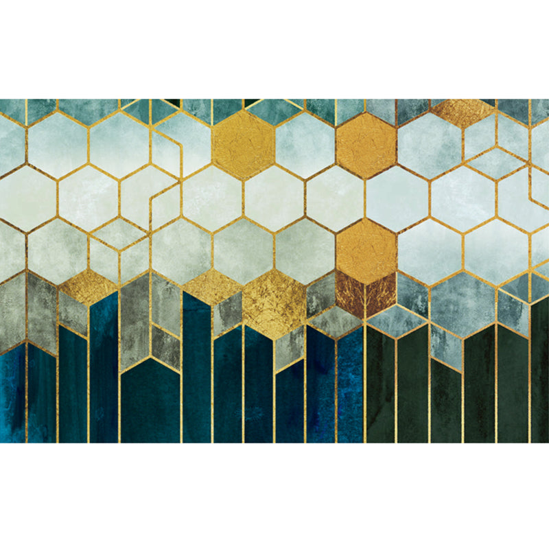 Lisslune | Luxury Living Room Rug Multicolor Geometric Pattern Rug Polyester Non-Slip Machine Washable Rug