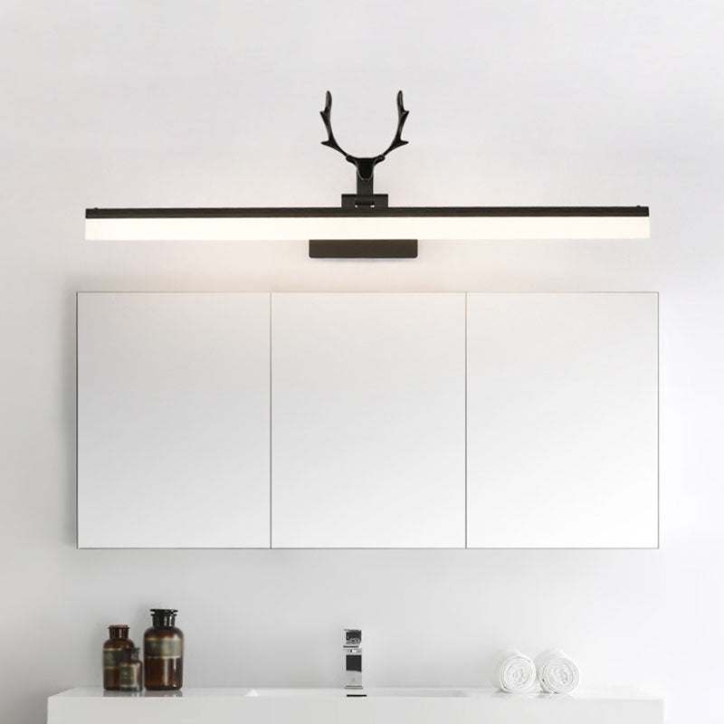 Skørter | Rustic Style Rectangular LED Wall Sconces Light Metallic Vanity Lighting with Decorative Antlers