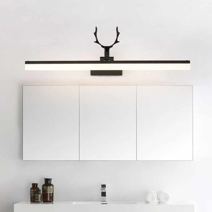 Skørter | Rustic Style Rectangular LED Wall Sconces Light Metallic Vanity Lighting with Decorative Antlers