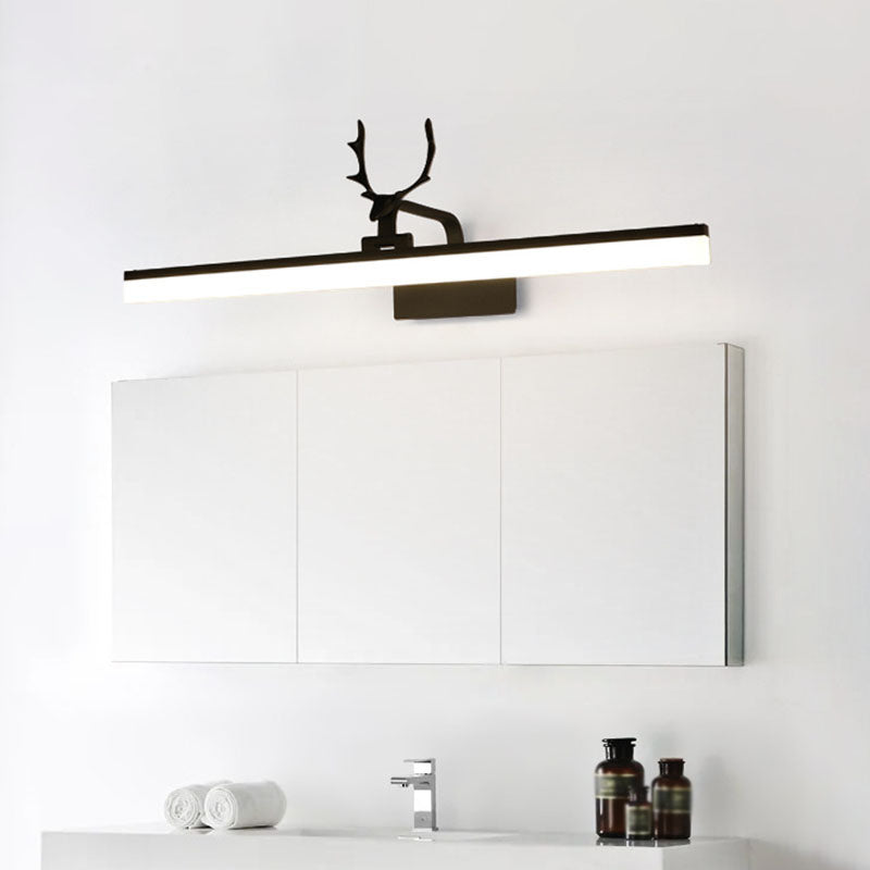 Skørter | Rustic Style Rectangular LED Wall Sconces Light Metallic Vanity Lighting with Decorative Antlers