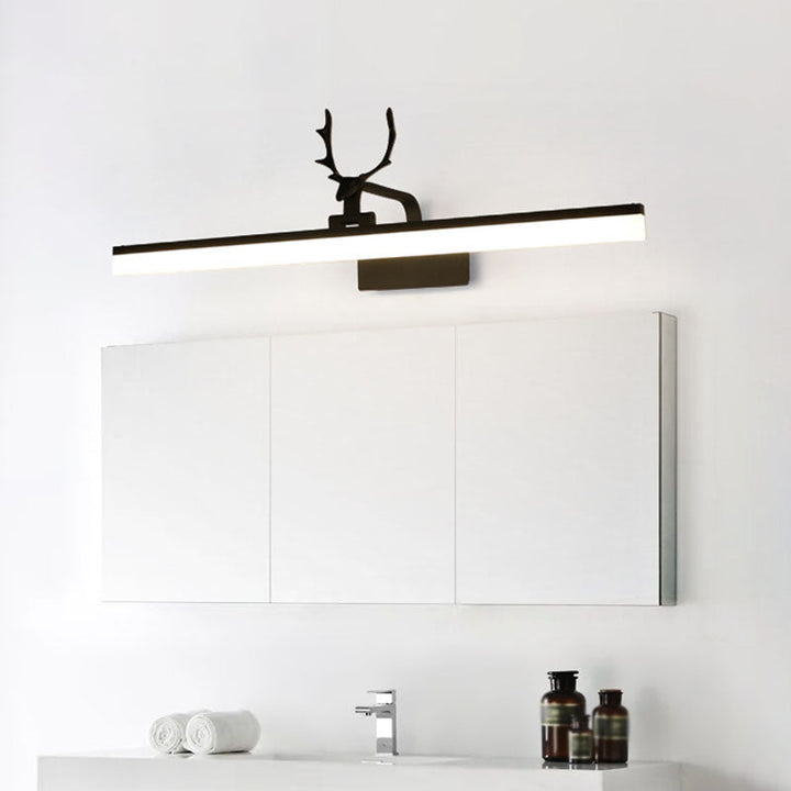 Skørter | Rustic Style Rectangular LED Wall Sconces Light Metallic Vanity Lighting with Decorative Antlers