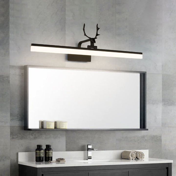 Skørter | Rustic Style Rectangular LED Wall Sconces Light Metallic Vanity Lighting with Decorative Antlers