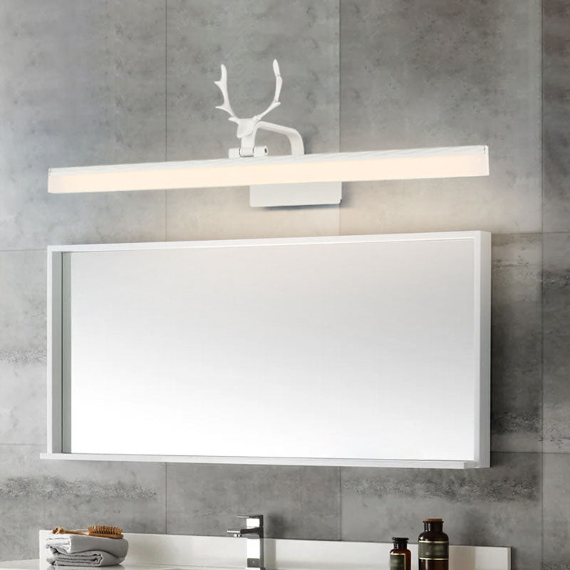 Skørter | Rustic Style Rectangular LED Wall Sconces Light Metallic Vanity Lighting with Decorative Antlers