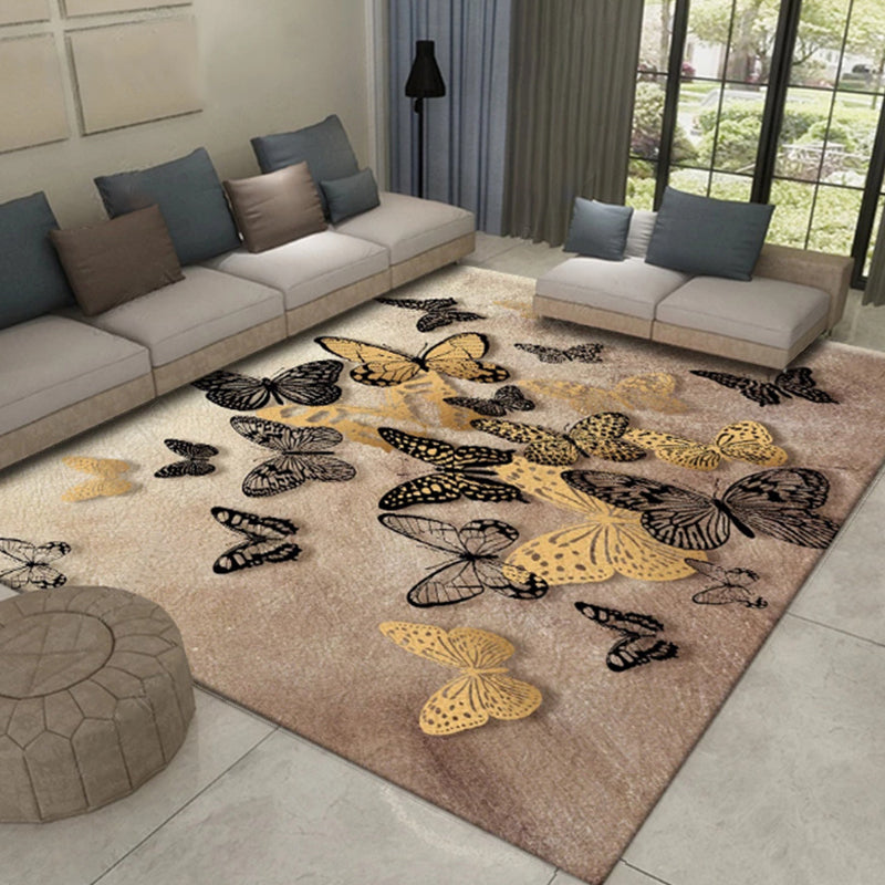 Lisslune | Western Plant Print Rug Multi-Color Polyester Area Rug Pet Friendly Stain Resistant Indoor Rug for Hall