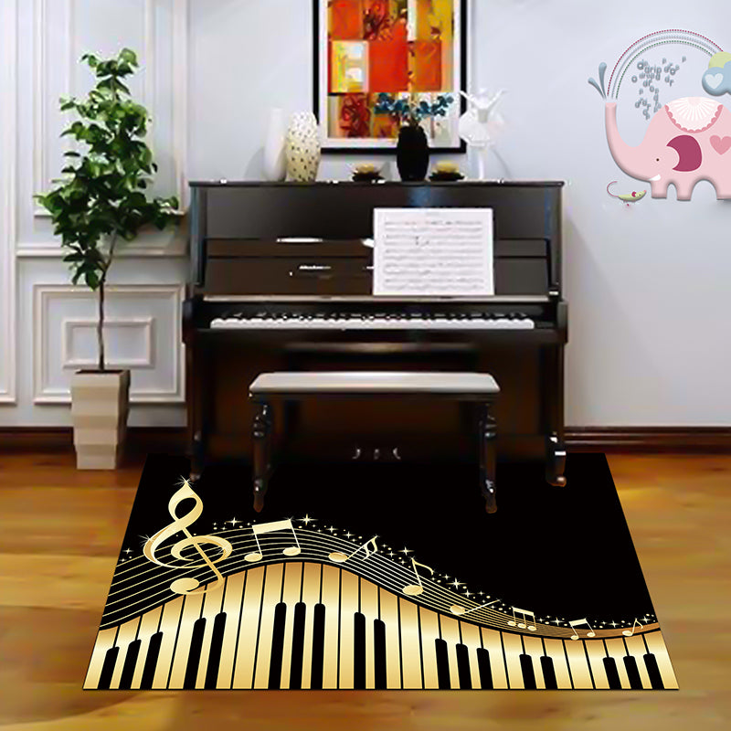 Lisslune | Multicolor bedroom rug funky music printed area rug polyester non-slip backing pet-friendly rug