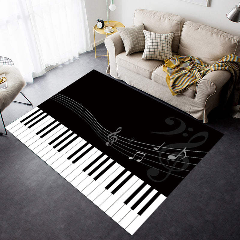 Lisslune | Multicolor bedroom rug funky music printed area rug polyester non-slip backing pet-friendly rug