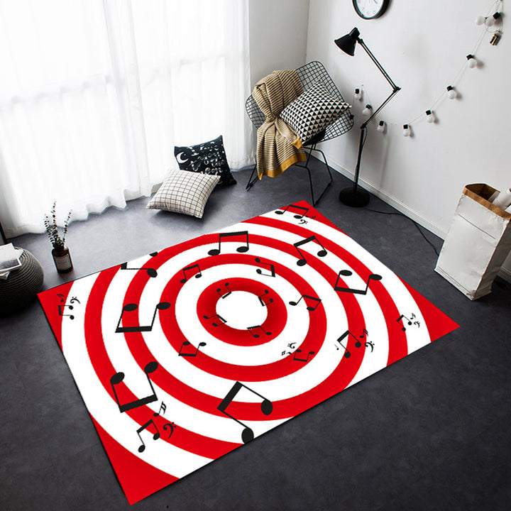 Lisslune | Multicolor bedroom rug funky music printed area rug polyester non-slip backing pet-friendly rug