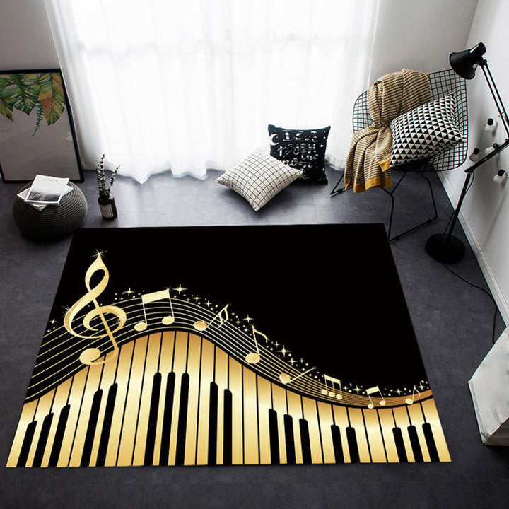 Lisslune | Multicolor bedroom rug funky music printed area rug polyester non-slip backing pet-friendly rug