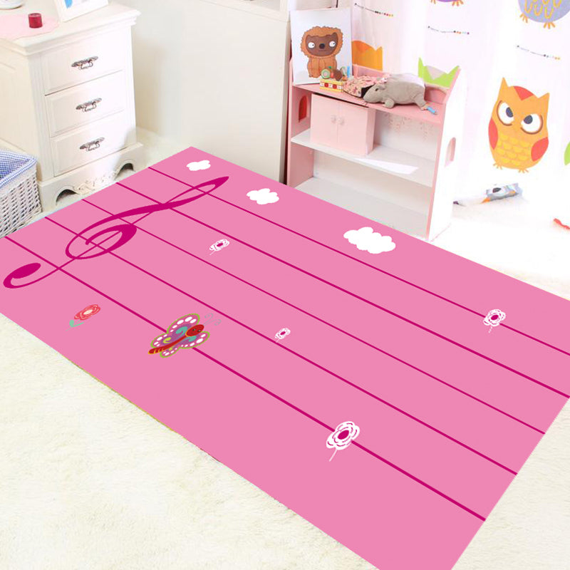Lisslune | Multicolor bedroom rug funky music printed area rug polyester non-slip backing pet-friendly rug