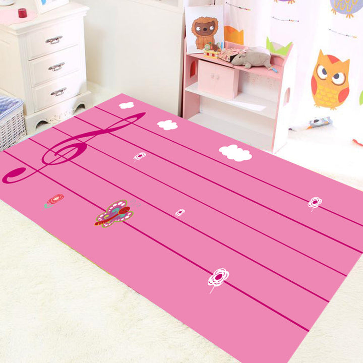 Lisslune | Multicolor bedroom rug funky music printed area rug polyester non-slip backing pet-friendly rug