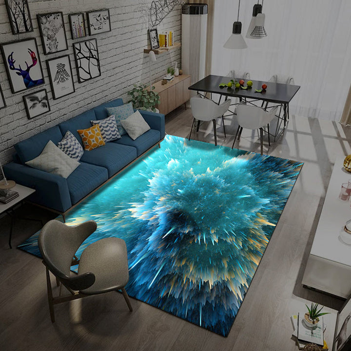 Lisslune | Natural Living Room Rug Multicolored Space Print Rug Polypropylene Non-Slip Washable Area Rug