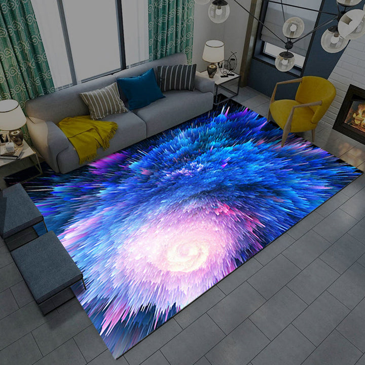 Lisslune | Natural Living Room Rug Multicolored Space Print Rug Polypropylene Non-Slip Washable Area Rug