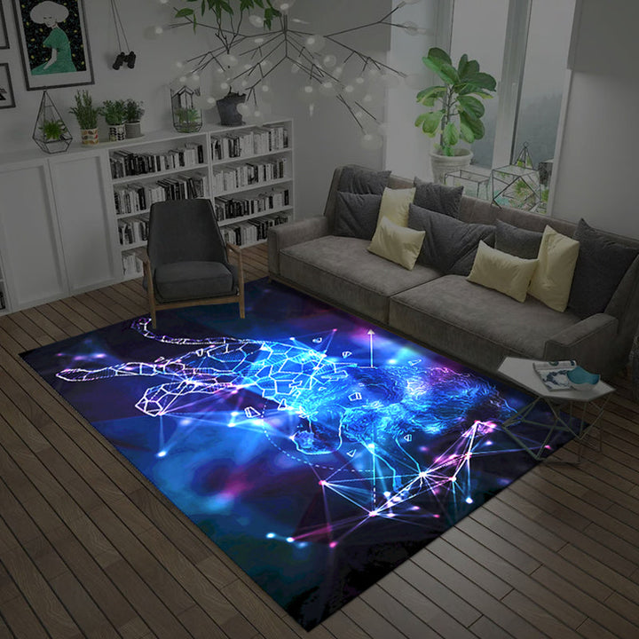 Lisslune | Natural Living Room Rug Multicolored Space Print Rug Polypropylene Non-Slip Washable Area Rug