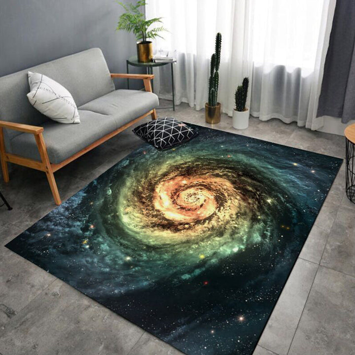 Lisslune | Natural Living Room Rug Multicolored Space Print Rug Polypropylene Non-Slip Washable Area Rug