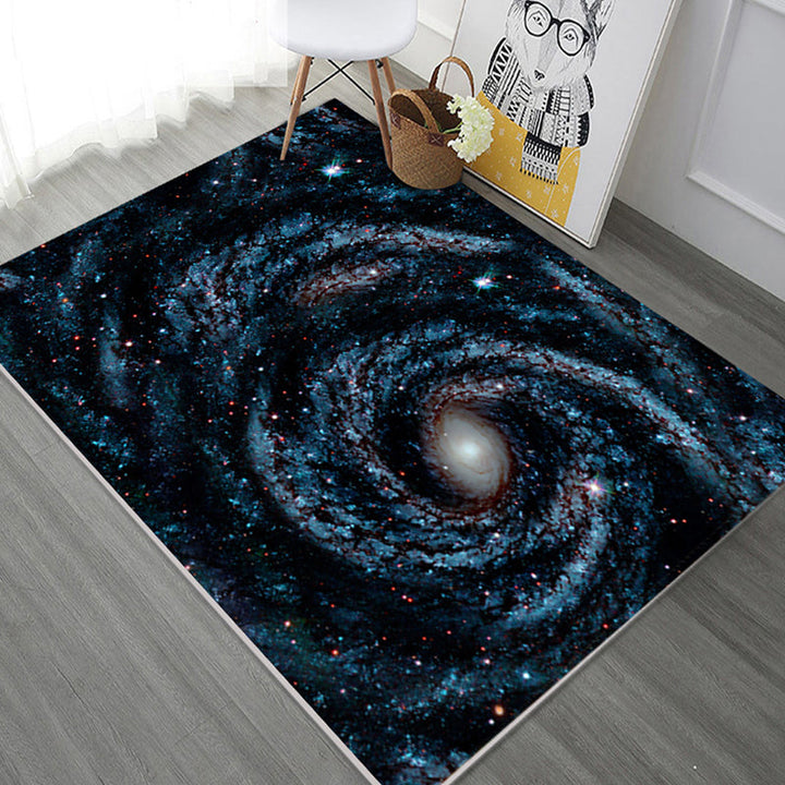 Lisslune | Natural Living Room Rug Multicolored Space Print Rug Polypropylene Non-Slip Washable Area Rug