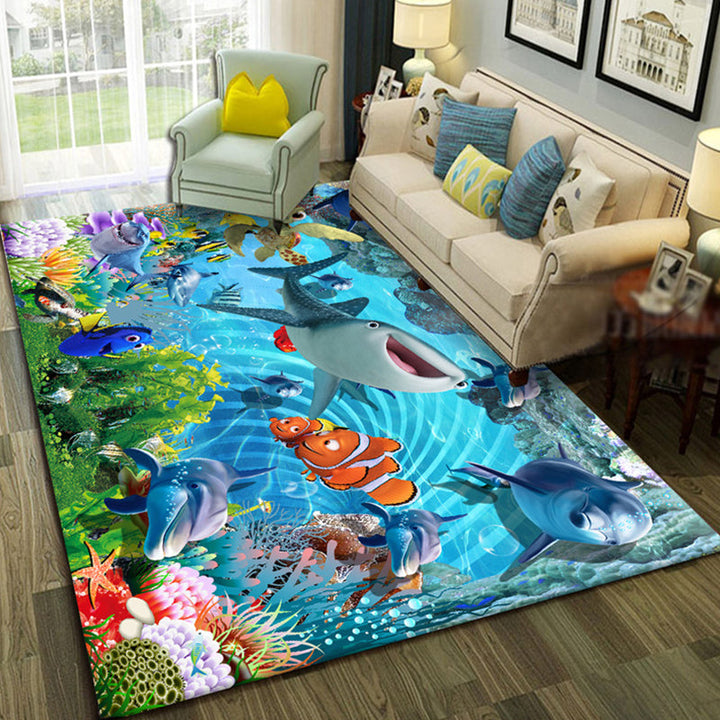 Lisslune | Relaxing Living Room Multicolored Animal Pattern Carpet Synthetic Pet Friendly Washable Carpet