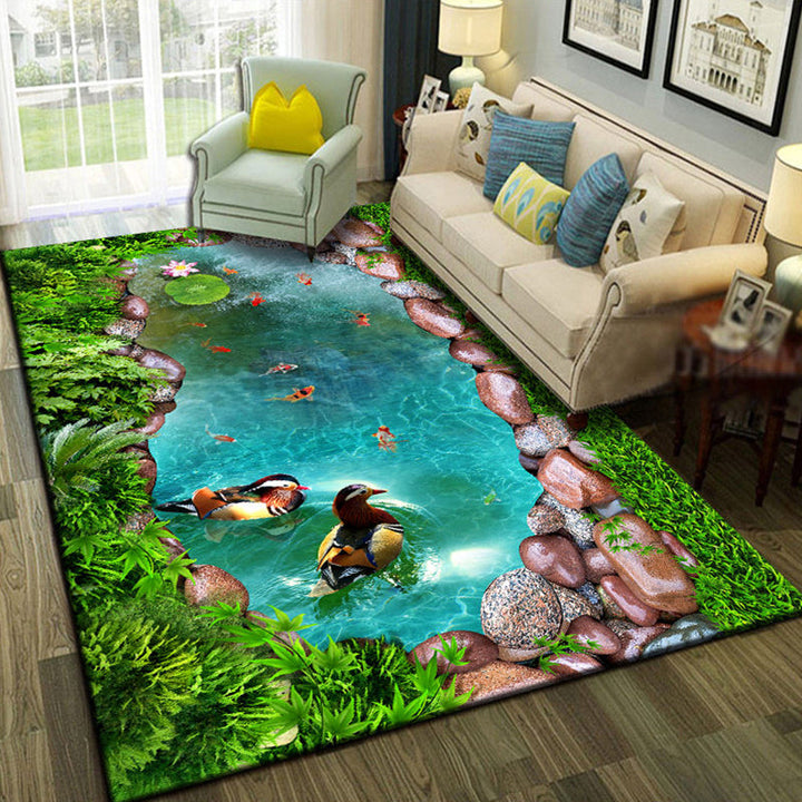 Lisslune | Relaxing Living Room Multicolored Animal Pattern Carpet Synthetic Pet Friendly Washable Carpet