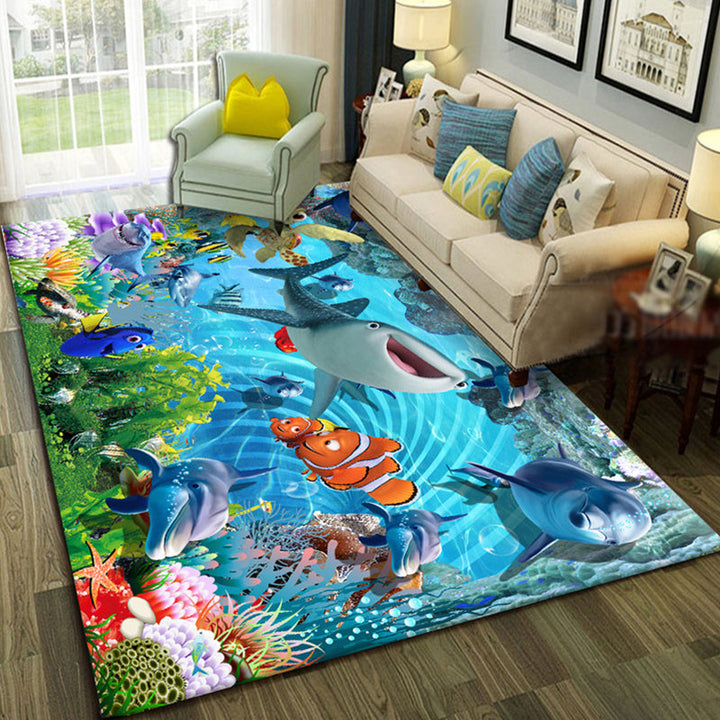Lisslune | Relaxing Living Room Multicolored Animal Pattern Carpet Synthetic Pet Friendly Washable Carpet