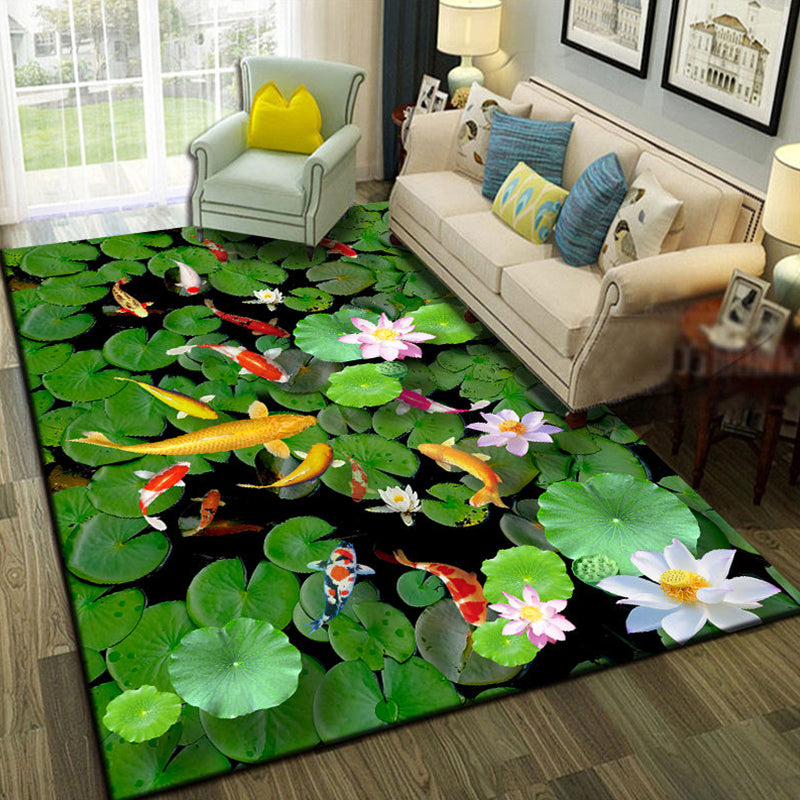 Lisslune | Relaxing Living Room Multicolored Animal Pattern Carpet Synthetic Pet Friendly Washable Carpet