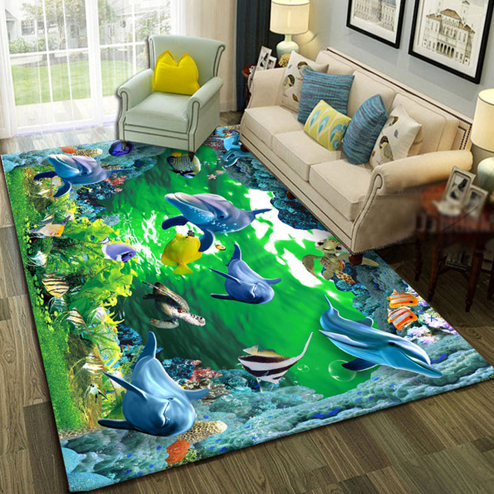Lisslune | Relaxing Living Room Multicolored Animal Pattern Carpet Synthetic Pet Friendly Washable Carpet