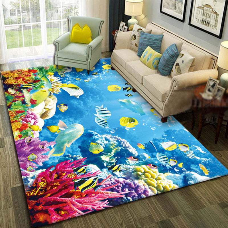 Lisslune | Relaxing Living Room Multicolored Animal Pattern Carpet Synthetic Pet Friendly Washable Carpet