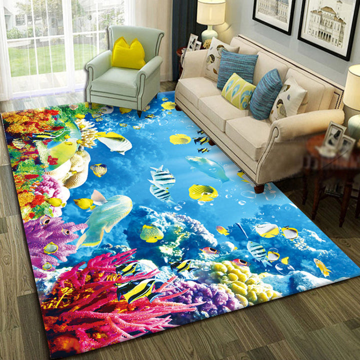 Lisslune | Relaxing Living Room Multicolored Animal Pattern Carpet Synthetic Pet Friendly Washable Carpet