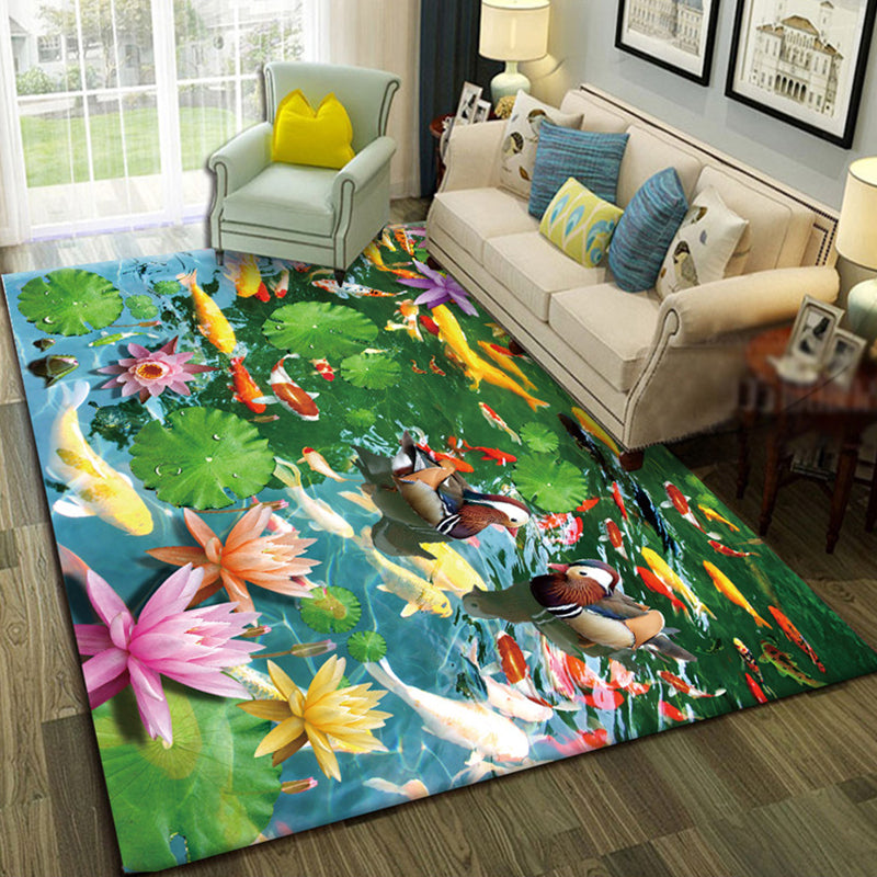 Lisslune | Relaxing Living Room Multicolored Animal Pattern Carpet Synthetic Pet Friendly Washable Carpet