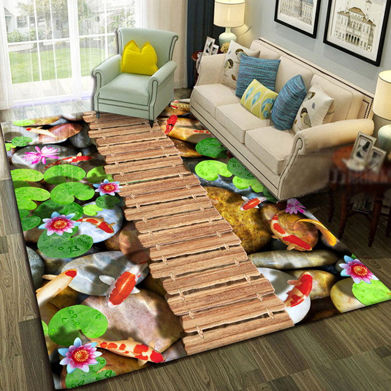 Lisslune | Relaxing Living Room Multicolored Animal Pattern Carpet Synthetic Pet Friendly Washable Carpet
