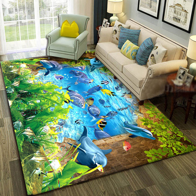 Lisslune | Relaxing Living Room Multicolored Animal Pattern Carpet Synthetic Pet Friendly Washable Carpet