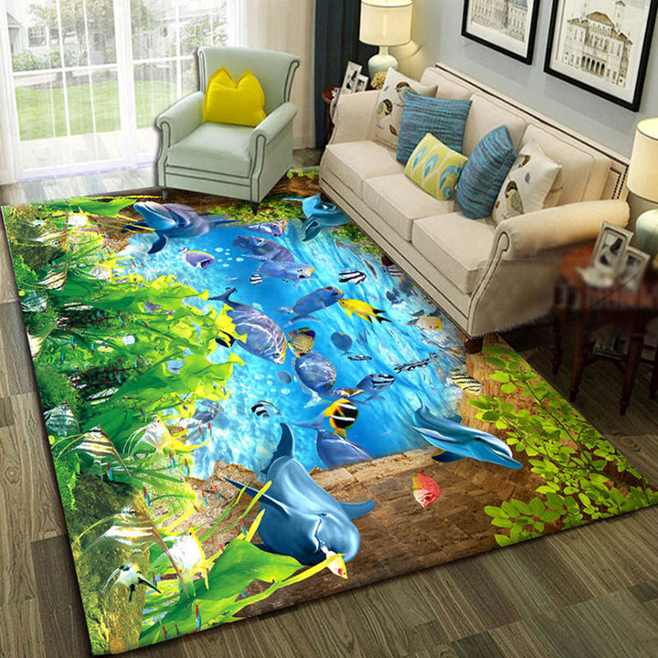 Lisslune | Relaxing Living Room Multicolored Animal Pattern Carpet Synthetic Pet Friendly Washable Carpet