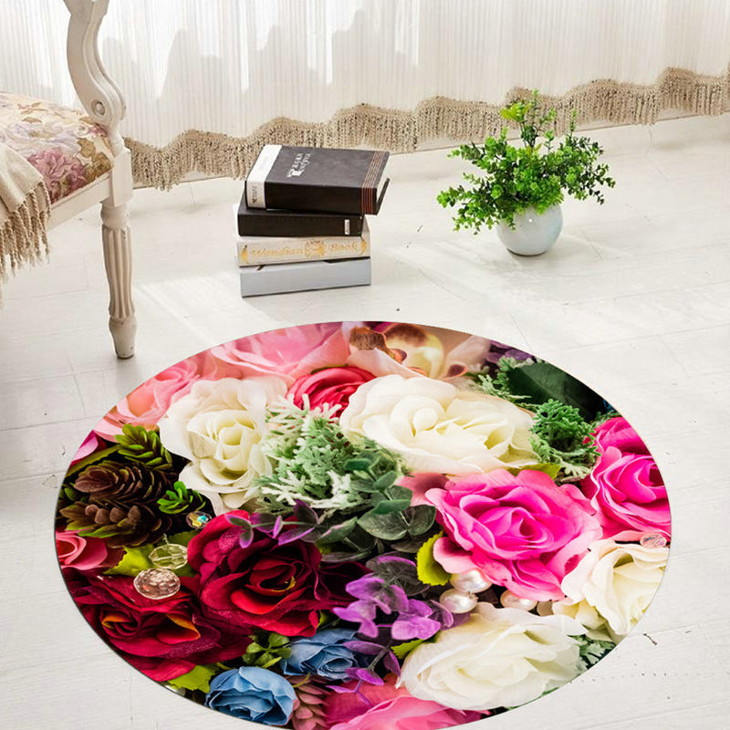 Lisslune | Comfort 3D Plant Pattern Rug Multicolored Polypropylene Area Rug Easy Care Machine Washable Rug for Room