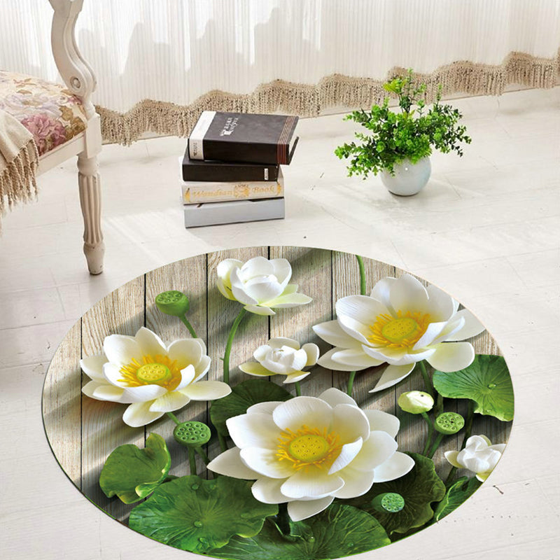 Lisslune | Comfort 3D Plant Pattern Rug Multicolored Polypropylene Area Rug Easy Care Machine Washable Rug for Room