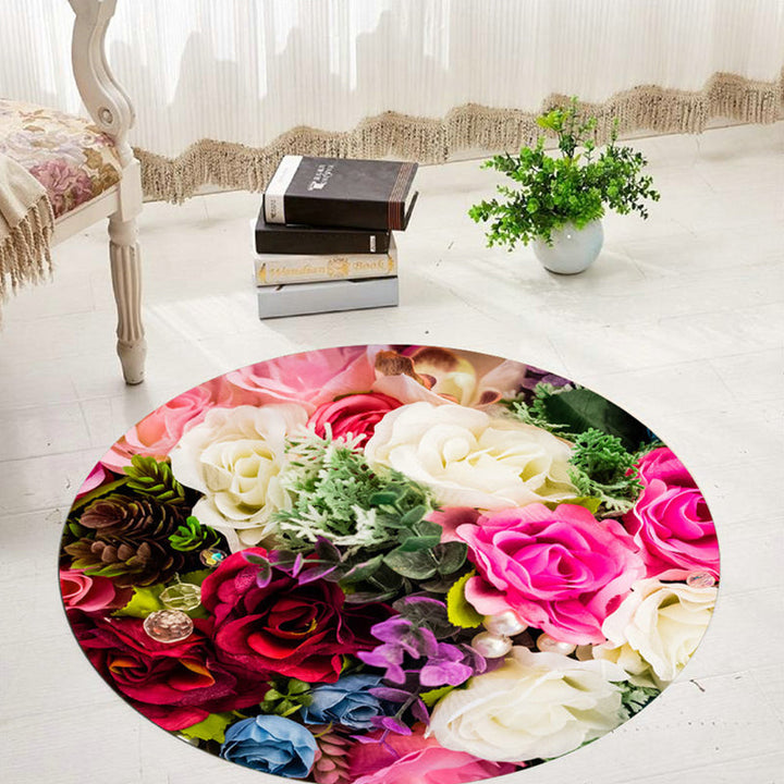 Lisslune | Comfort 3D Plant Pattern Rug Multicolored Polypropylene Area Rug Easy Care Machine Washable Rug for Room