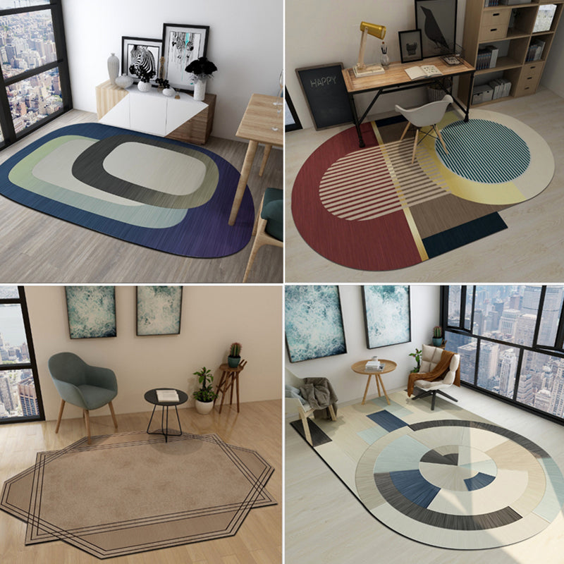 Lisslune | Western Bedroom Rug Multicolored Geometric Print Rug Synthetic Non-Slip Backing Pet-Friendly Indoor Rug
