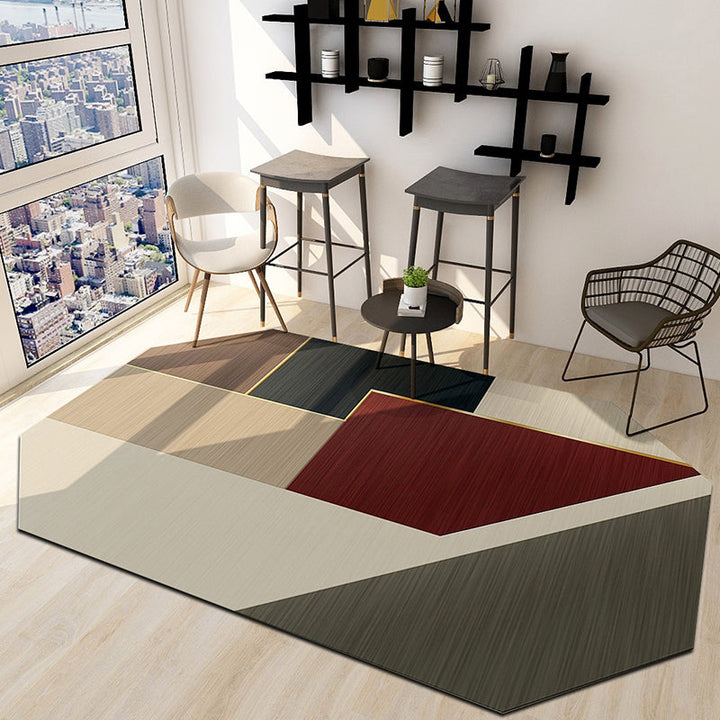 Lisslune | Western Bedroom Rug Multicolored Geometric Print Rug Synthetic Non-Slip Backing Pet-Friendly Indoor Rug