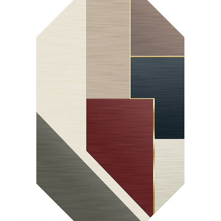 Lisslune | Western Bedroom Rug Multicolored Geometric Print Rug Synthetic Non-Slip Backing Pet-Friendly Indoor Rug