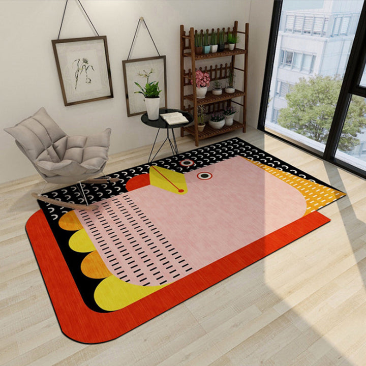 Lisslune | Western Bedroom Rug Multicolored Geometric Print Rug Synthetic Non-Slip Backing Pet-Friendly Indoor Rug