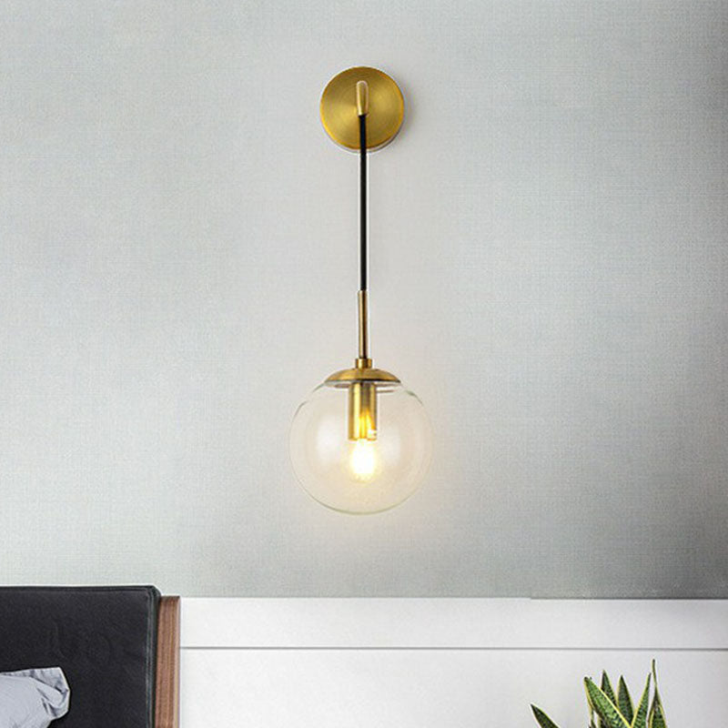 Skørter | Glass Spherical Wall Lamp Simple Single Bulb Wall Hanging Lighting for Living Room