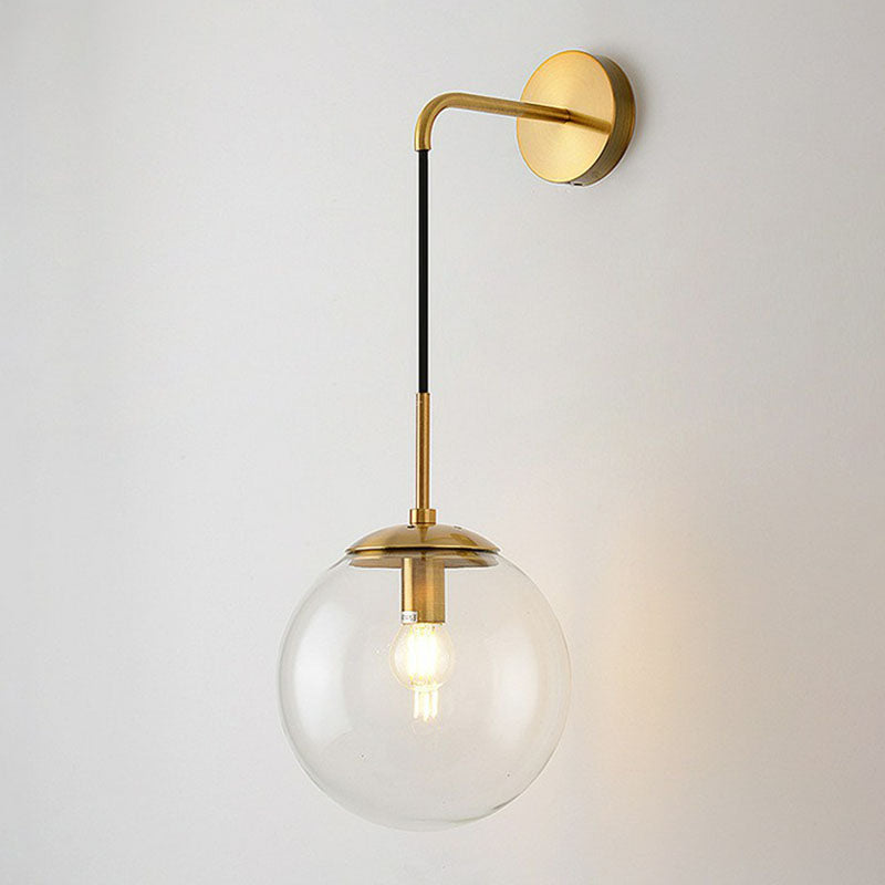 Skørter | Glass Spherical Wall Lamp Simple Single Bulb Wall Hanging Lighting for Living Room
