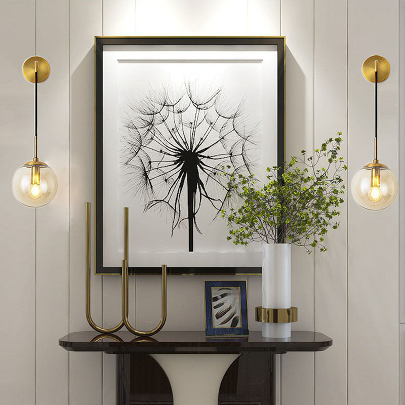 Skørter | Glass Spherical Wall Lamp Simple Single Bulb Wall Hanging Lighting for Living Room