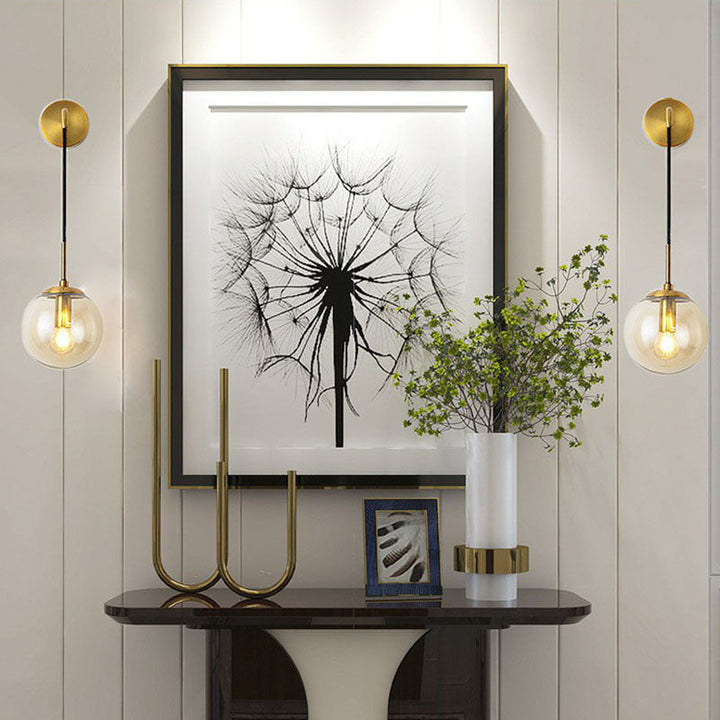 Skørter | Glass Spherical Wall Lamp Simple Single Bulb Wall Hanging Lighting for Living Room