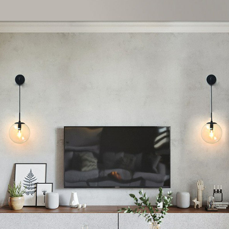Skørter | Glass Spherical Wall Lamp Simple Single Bulb Wall Hanging Lighting for Living Room