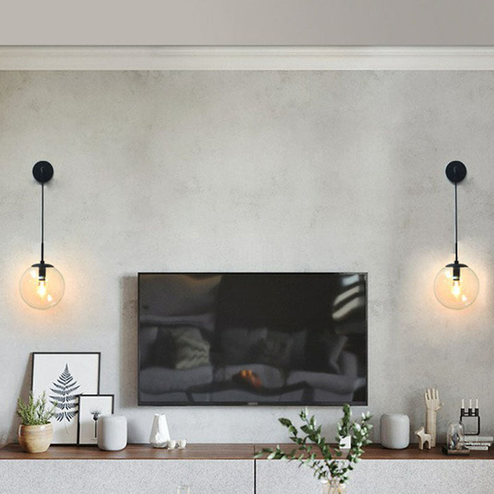 Skørter | Glass Spherical Wall Lamp Simple Single Bulb Wall Hanging Lighting for Living Room