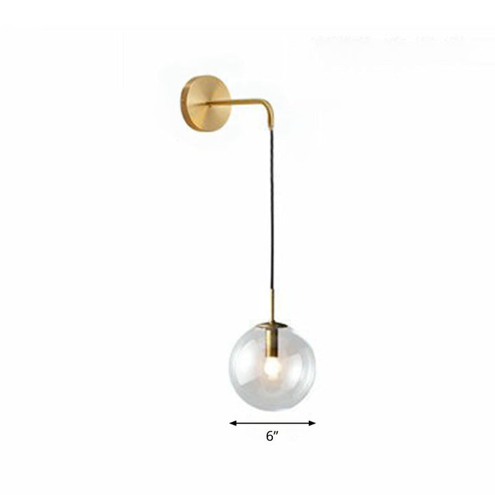 Skørter | Glass Spherical Wall Lamp Simple Single Bulb Wall Hanging Lighting for Living Room