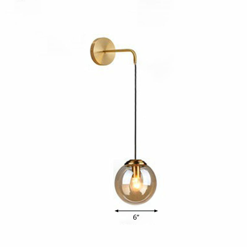 Skørter | Glass Spherical Wall Lamp Simple Single Bulb Wall Hanging Lighting for Living Room
