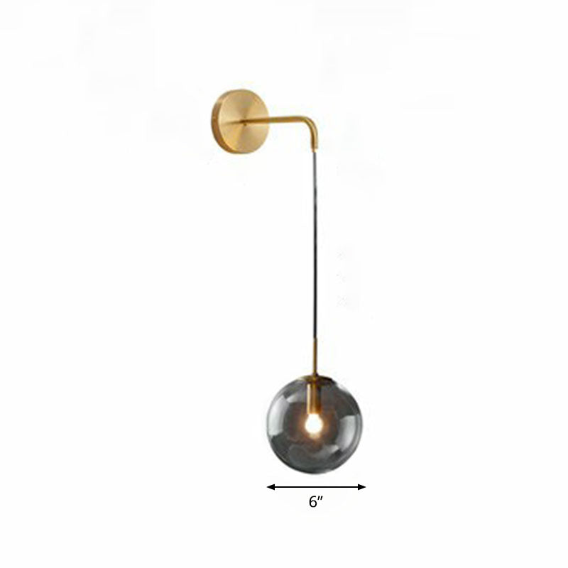 Skørter | Glass Spherical Wall Lamp Simple Single Bulb Wall Hanging Lighting for Living Room