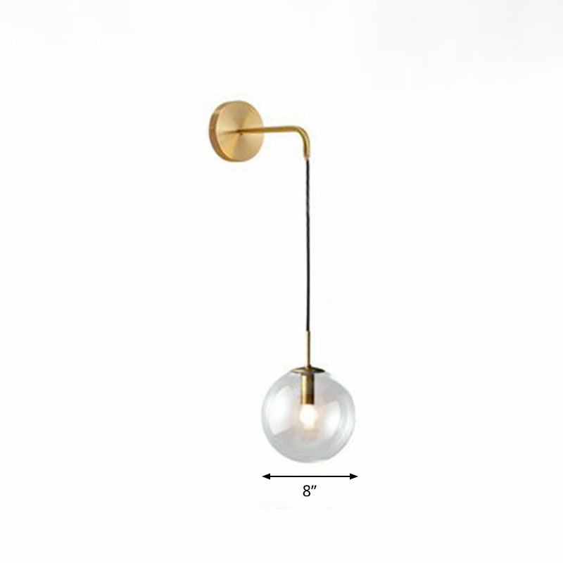 Skørter | Glass Spherical Wall Lamp Simple Single Bulb Wall Hanging Lighting for Living Room