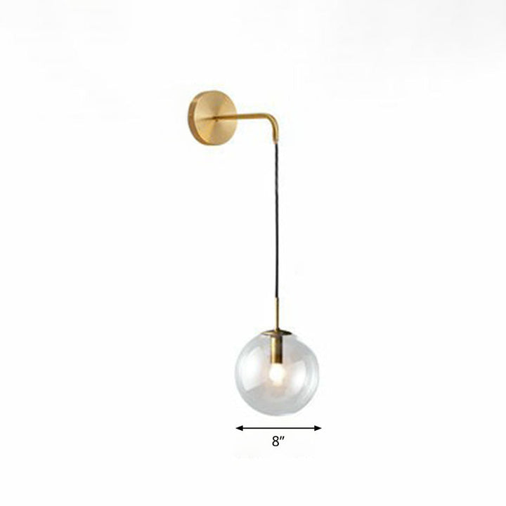 Skørter | Glass Spherical Wall Lamp Simple Single Bulb Wall Hanging Lighting for Living Room