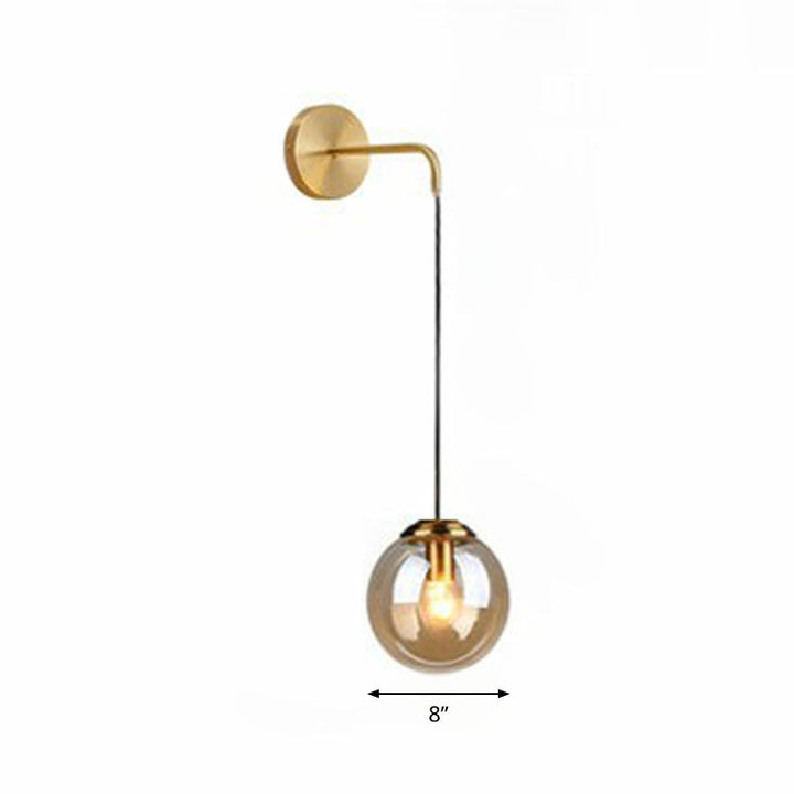 Skørter | Glass Spherical Wall Lamp Simple Single Bulb Wall Hanging Lighting for Living Room